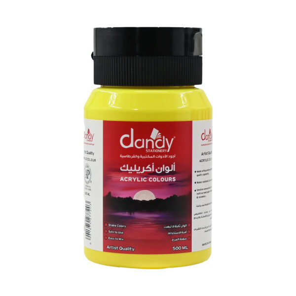 الوان اكريليك 500ملي اصفر فسفوري DANDY 16820